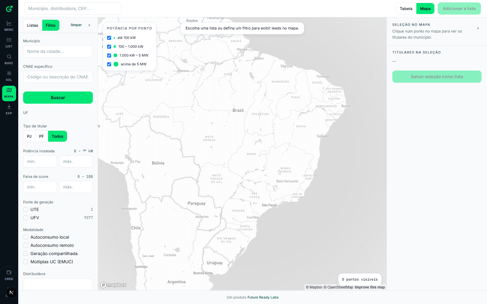 GD Leads — tela de Mapa